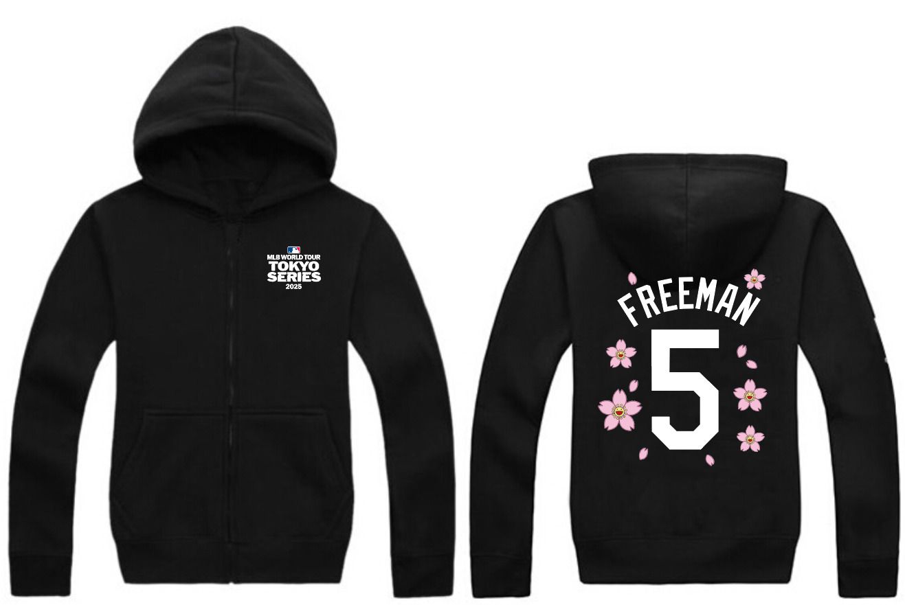 Men Los Angeles Dodgers #5 Freeman Black Zipper hoodie 2025 MLB Jersey style 1->los angeles dodgers->MLB Jersey